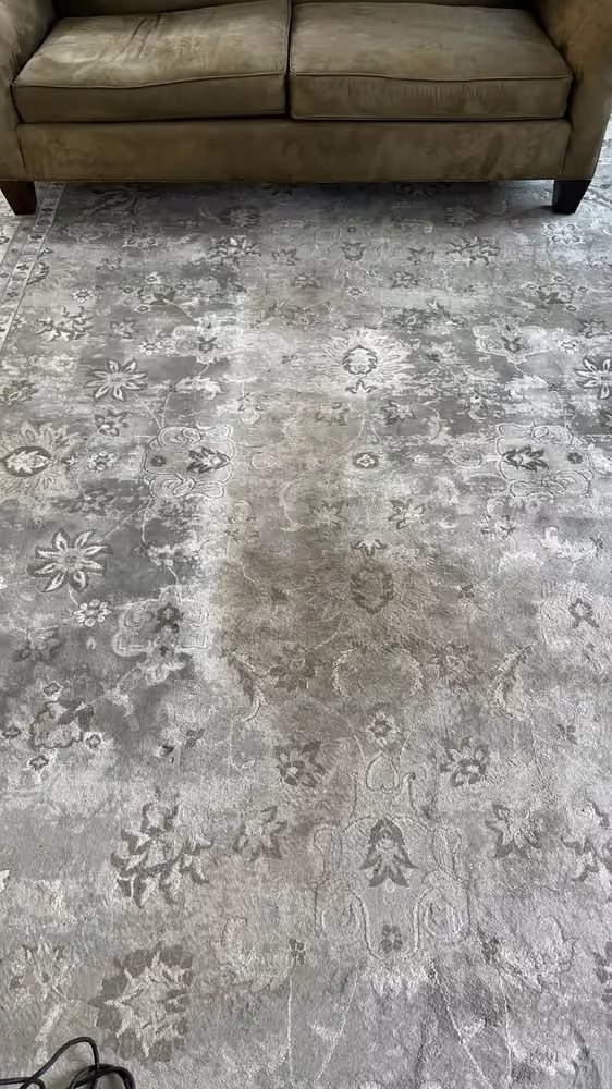 Tapis de salon à motifs avant nettoyage