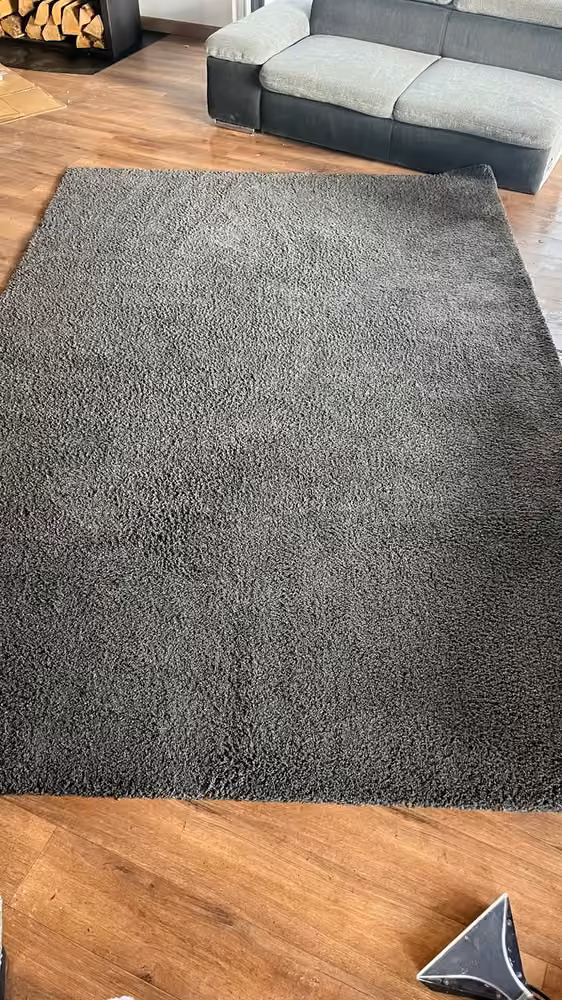 Grand tapis gris · auréoles après nettoyage